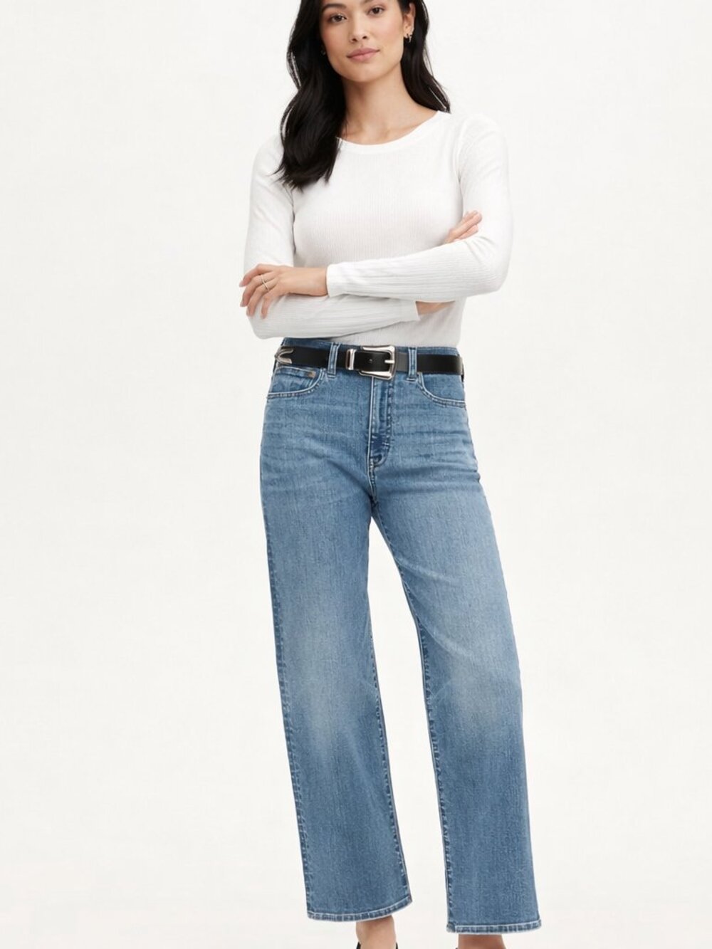 J.Crew Curvy Slim Wide Leg Jeans Women 26 High Rise Cropped 26x26 Stretch